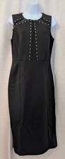 Jessica Simpson Sleeveless Black Midi Dress with Stud and Mesh Detail - Size 8