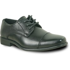 bravo Boy Dress Shoe KING-6 Classic Lace Up Oxford Cap Toe with Leather Sock