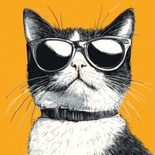 Wall Decal Sticker Cat with Sunglasses Wall Sticker 18X18cm Large