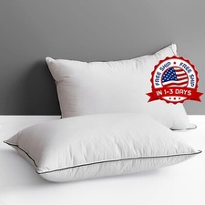 Juego De 2 Almohadas De Pluma De Ganso Para Dormir Tama o Est ndar Blanco NUEVO
