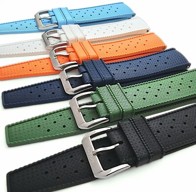 Premium FKM Rubber Watch Strap Band Retro Divers 20mm 22mm Quick Release UK Mens
