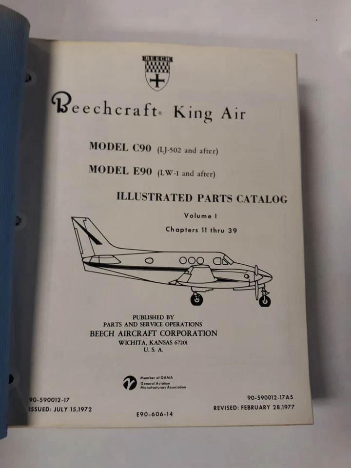Beech Model C90 &amp; E90 Illustrated Parts Catalog Volume I &amp; II Feb  1977 Original | eBay