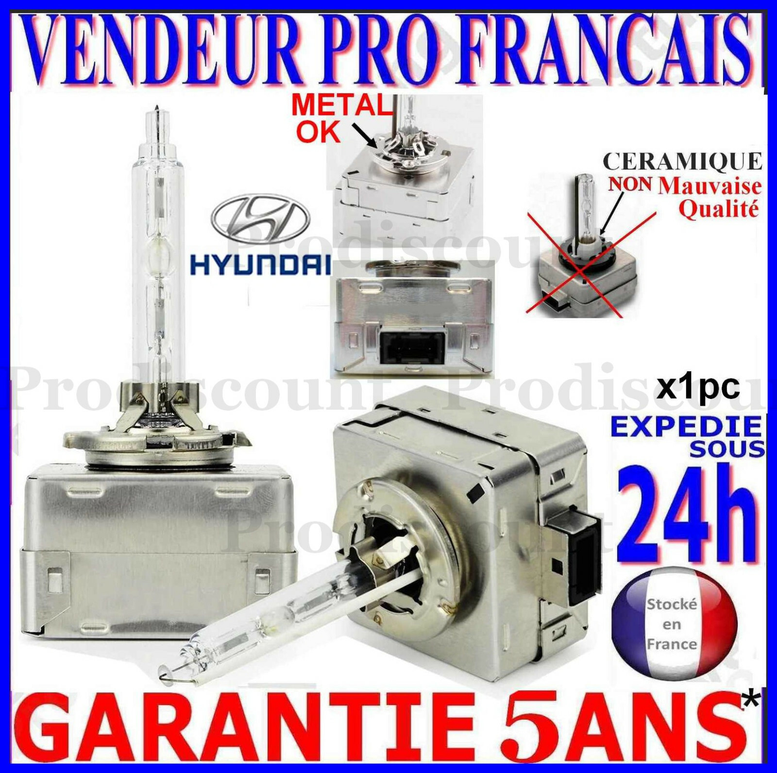 Ampoule D3S au xénon 35W pour phares Hyundai ix35 avec blanc 6000K