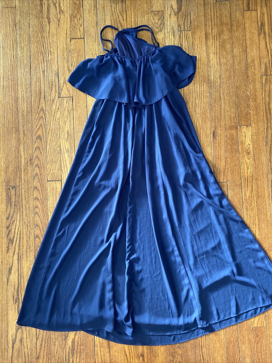 Show Me Your Mumu Dress Women's Small Rebecca Ruffle Maxi Dress Navy Blue |  eBay