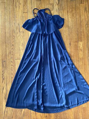 Show Me Your Mumu Dress Women's Small Rebecca Ruffle Maxi Dress Navy Blue |  eBay