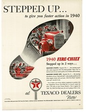 1940 Texaco Fire Chief Gasoline fire engine truck footprint art Vintage Print Ad