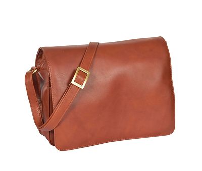 Schultertasche Damen braun Leder funktionstüchtig mittelgroß Kuriertasche Umhängetasche