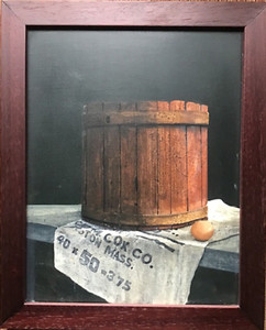 Linda E.Peterson original oil/board, still life, framed 20thc.