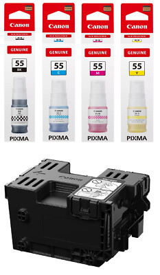 Original Canon GI-55 Tintenflasche Abfallkarton GI-55BK GI-55C GI-55M GI-55Y MC-G05 SET