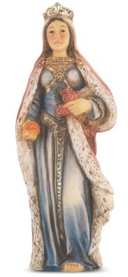 St. Elizabeth of Hungary Statue, Hand Painted Gold Leaf Accents 4'', Boxed
