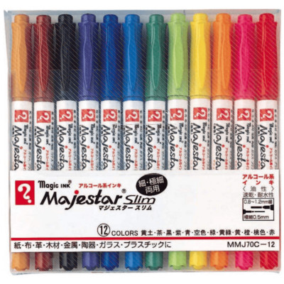 Magic Ink Majestar Slim 12 Farben - Twin Tip Tintenmarker auf Alkoholbasis
