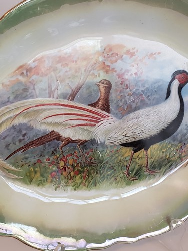 Vintage Lusterware Platter Plate with Birds 1920s Serving Tray H.R. Wyllie - Picture 5 of 8