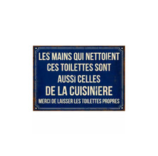 Plaque de porte WC métal vintage, déco rétro petit coin, déco humour toilettes