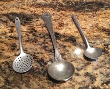 Child's antique toy stove doll German large metal serving spoon Choice