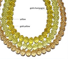 faceted glass crystal beads of 8 10 mm, yellow, gold champagne