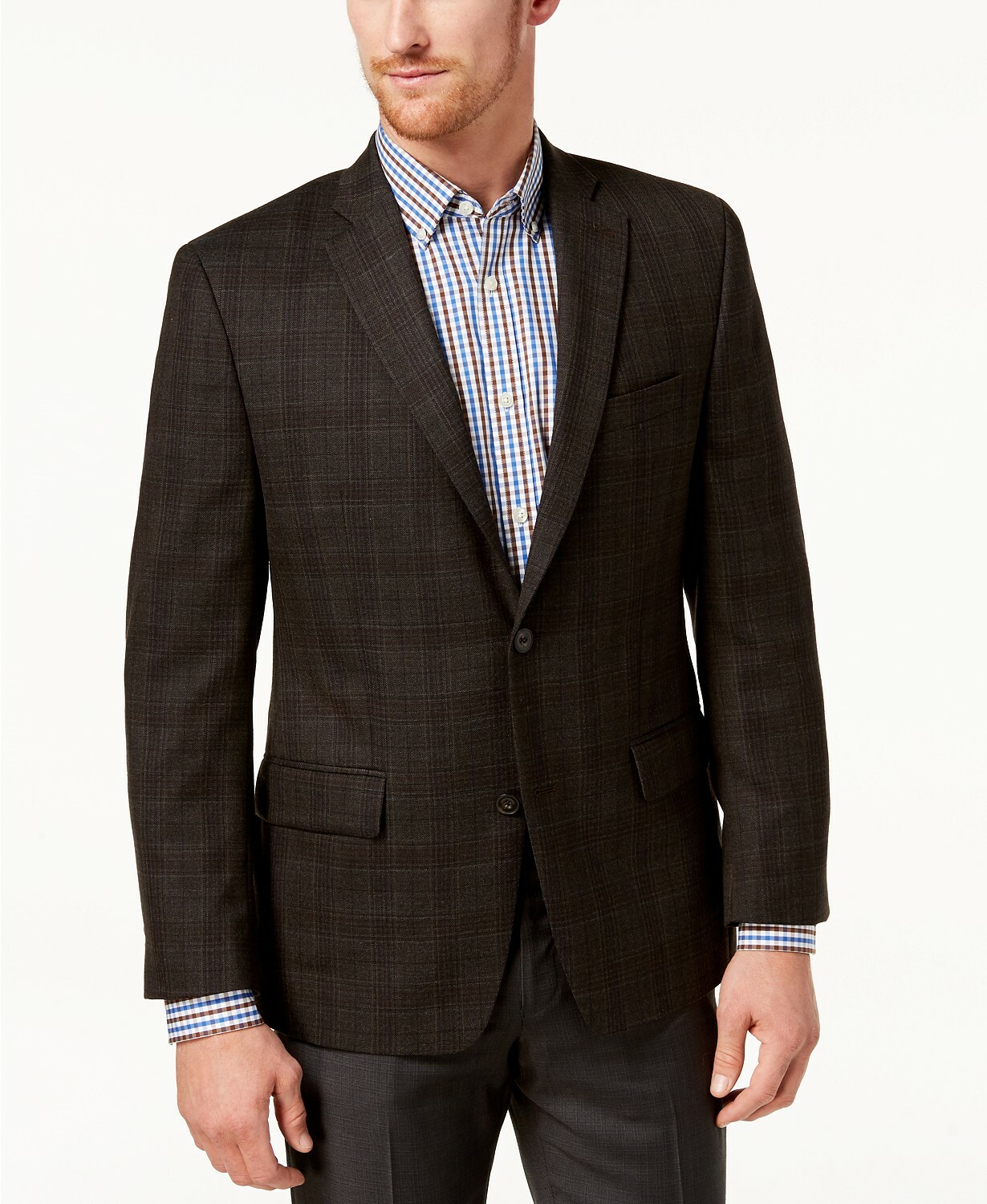 Мужское спортивное пальто в классическую коричнево-красную клетку Michael Kors, размер 40, 350 долларов США