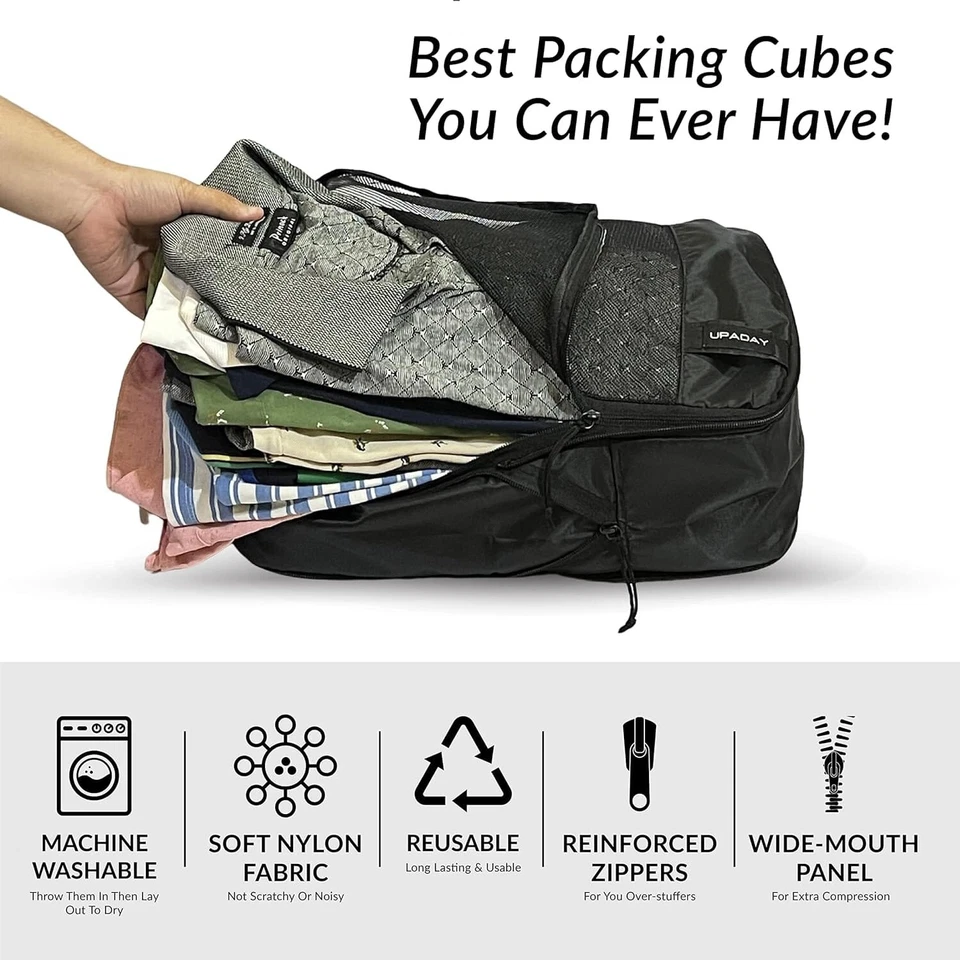 UPADAY Compression packing Cubes Set of  6 Travel Packing Cube-Nylon & Mesh - Image 4 of 4