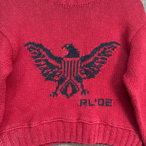 Polo Ralph Lauren Jumper Womens Size UK S Eagle RL '02 Hand Knitted Boxy Vintage - Picture 9 of 13