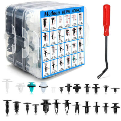 801Pcs Car Retainer Auto Fasteners Push Trim Plastic Clips Pin Rivet Bumper Set