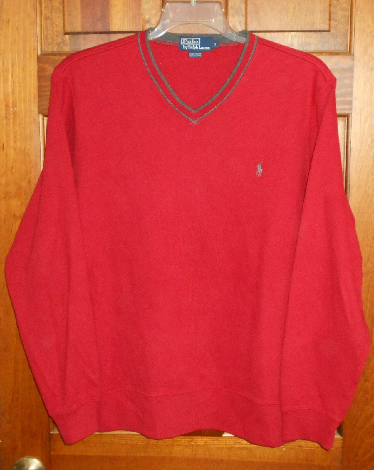 Polo Ralph Lauren Red Pullover Sweatshirt Grey Pony Blue Label Men's sz Medium