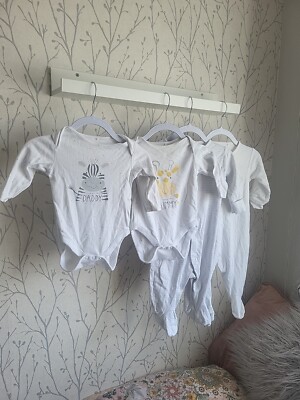 Next 3-6 Sleepsuits Bundle Babygrows Boy Girl Ani.als Daddy Mummy Vest