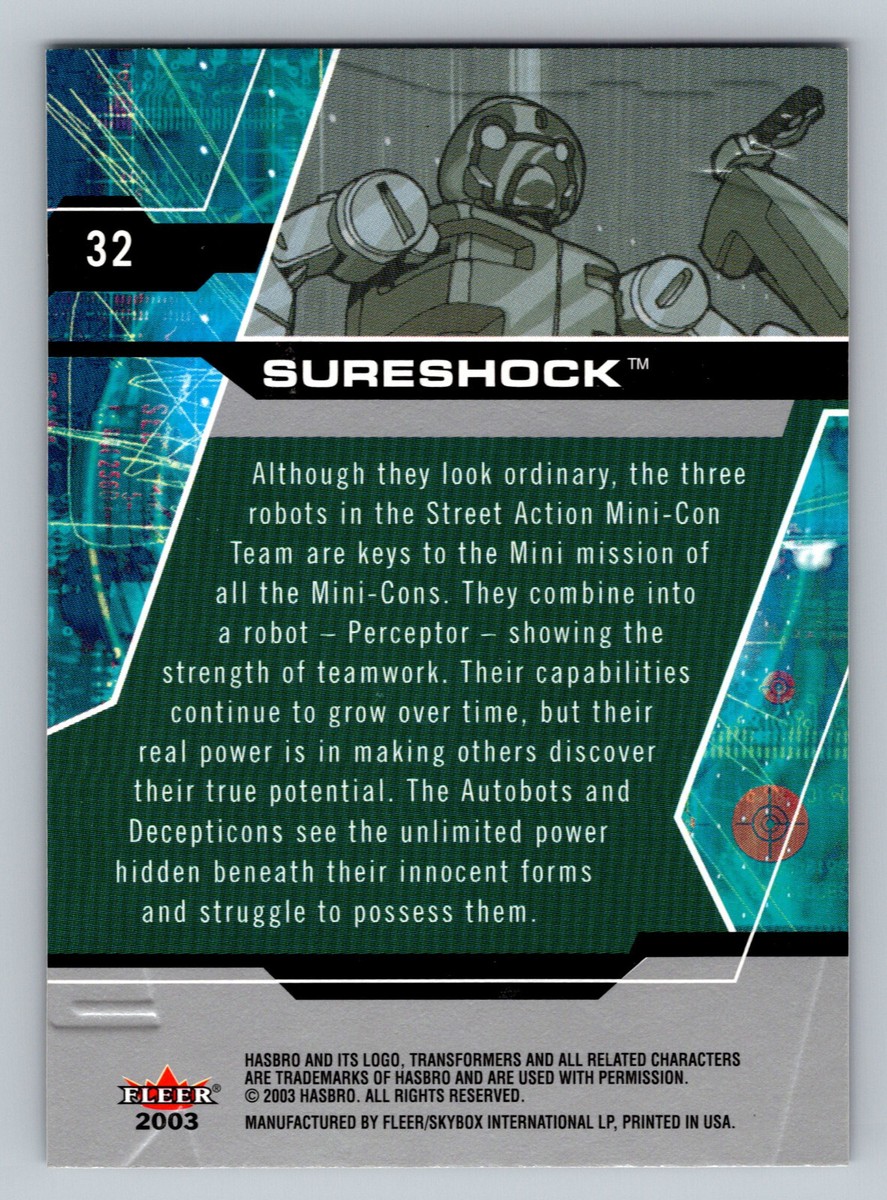 2003 Fleer Transformers Armada #32 Sureshock Mini Con Trading Card