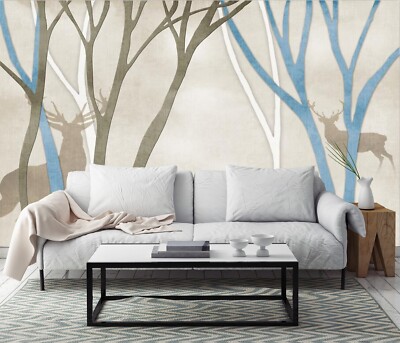 3D Branch Deer ZHUA4626 Wallpaper Wall Murals Removable Self-adhesive Ann