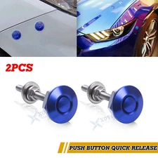 2x Blue Aluminum Push Button Quick Release Fastener Bumper Fender Hatch Lids Kit