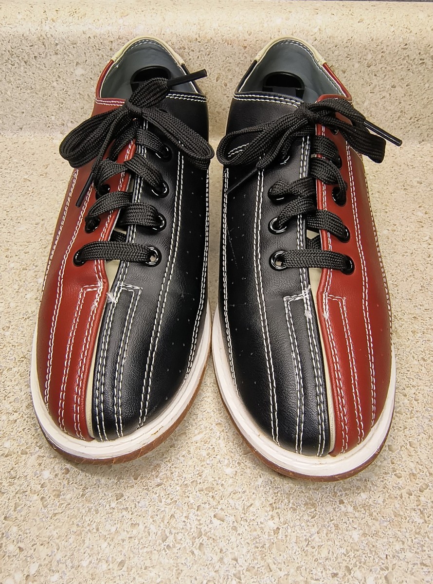 LINDS CRS Bowling Shoes, Lace Up Red & Black Leather Unisex Size 8