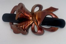 VTG Large Tortoiseshell Bow Hair Barrette French Clip Brown Acrylic