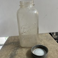 BALL 64oz 1/2 Gal Perfect Mason Canning Jar Ribbed Zinc Lid 1933-62 Vintage