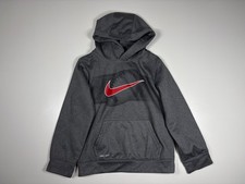 Nike Hoodie Boys 7T Gray Heather Dri Fit Football Graphic Athletic Sportswear