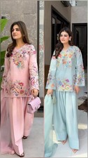 3 PIECE PAKISTANI DESIGNER FARSHI SHALWAR SUIT WEDDING PARTY WEAR WOMEN EID