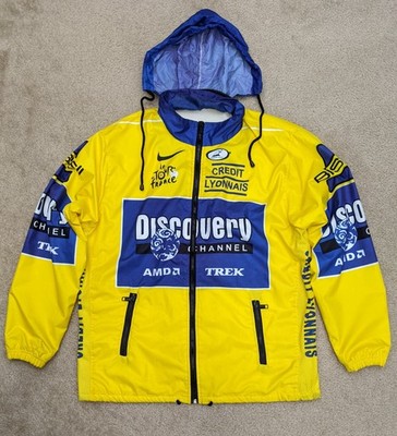 Discovery Channel Pro Cycling Team RARE Hooded Yellow Cycling Jacket 2005: Sz XL