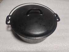 Early Slant Griswold Dutch Oven 834A #9 & 2552 Lid Cast Iron Cookware Original