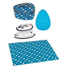 Semplix Mini-Bügeleisen Set + Unterlage Polka Dots petrol/türkis