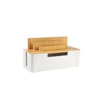 Cable Management Box with Wooden Lid, Multi-Device Organizer for Phones/Table...