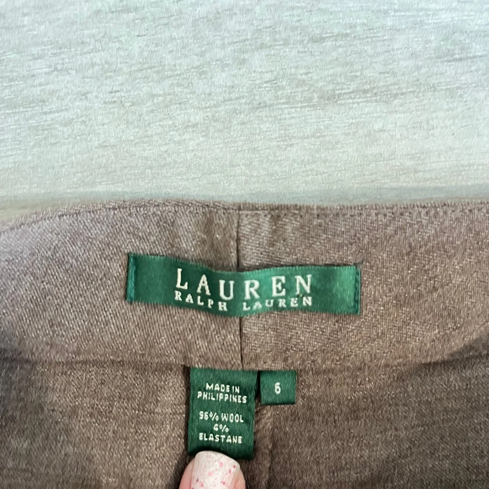 Pantalones de vestir plisados de lana Lauren Ralph Lauren, marrón talla 6 Foto 3 de 4