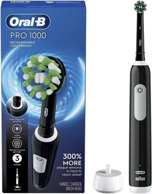 ORAL-B Pro 1000 Rechargeable Electric Toothbrush Deep Cleaning Action, Black