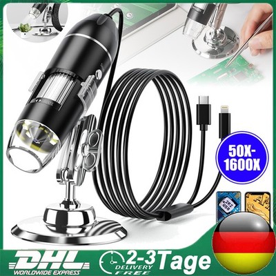 Mini USB Digital Mikroskop Lupe 1600X HD Microscope Kamera 8 LEDs für Handy PC
