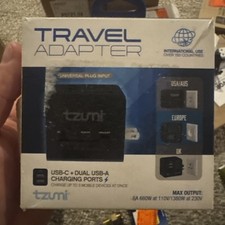 Tzumi Dual USB and USB-C Travel Adapter Charging Ports
