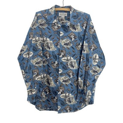 Authentic Outfitters Roundtree & Yorke Men Long Sleeve Button Up L Hunting Deer