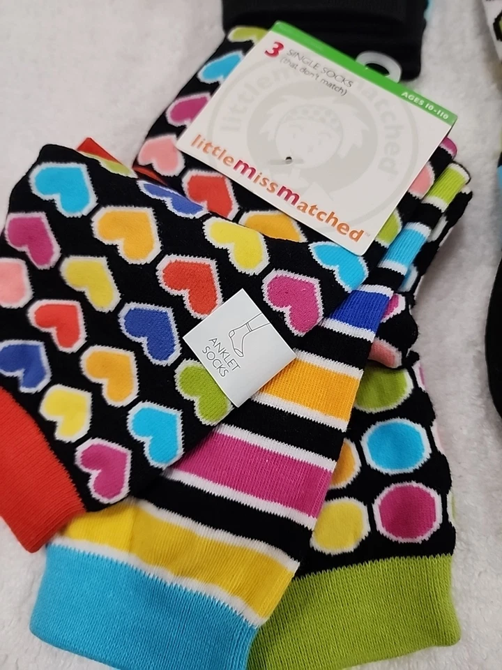 Little Miss Matched Girls Ankle Socks Lot Of 4 Packs Size 4-10 New - Image 2 of 4