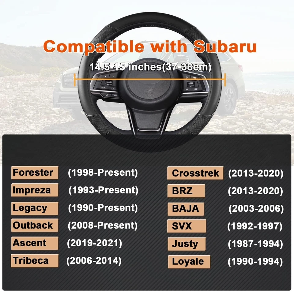 Customized Steering Wheel Cover for 2013-2020 Subaru Crosstrek 14.5-15 Inches - Image 2 of 4