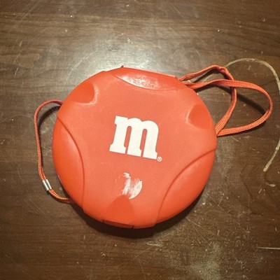 Red M&M CD Holder Storage Case with Strap Rare Vintage Plastic Snap Lid