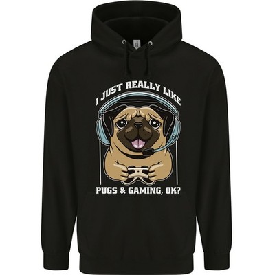 Love Pugs Und Gaming Gamer Kinder Hoodie