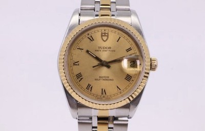 Tudor Prince Date | 74033 circa 1996 | Gold Dial w. Roman Numeral Print 
