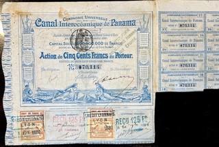 FRENCH ISTHMUS INTEROCEANIQUE DE PANAMA CANAL BRIBE AFFAIR SIGNED BOND CERT 1880