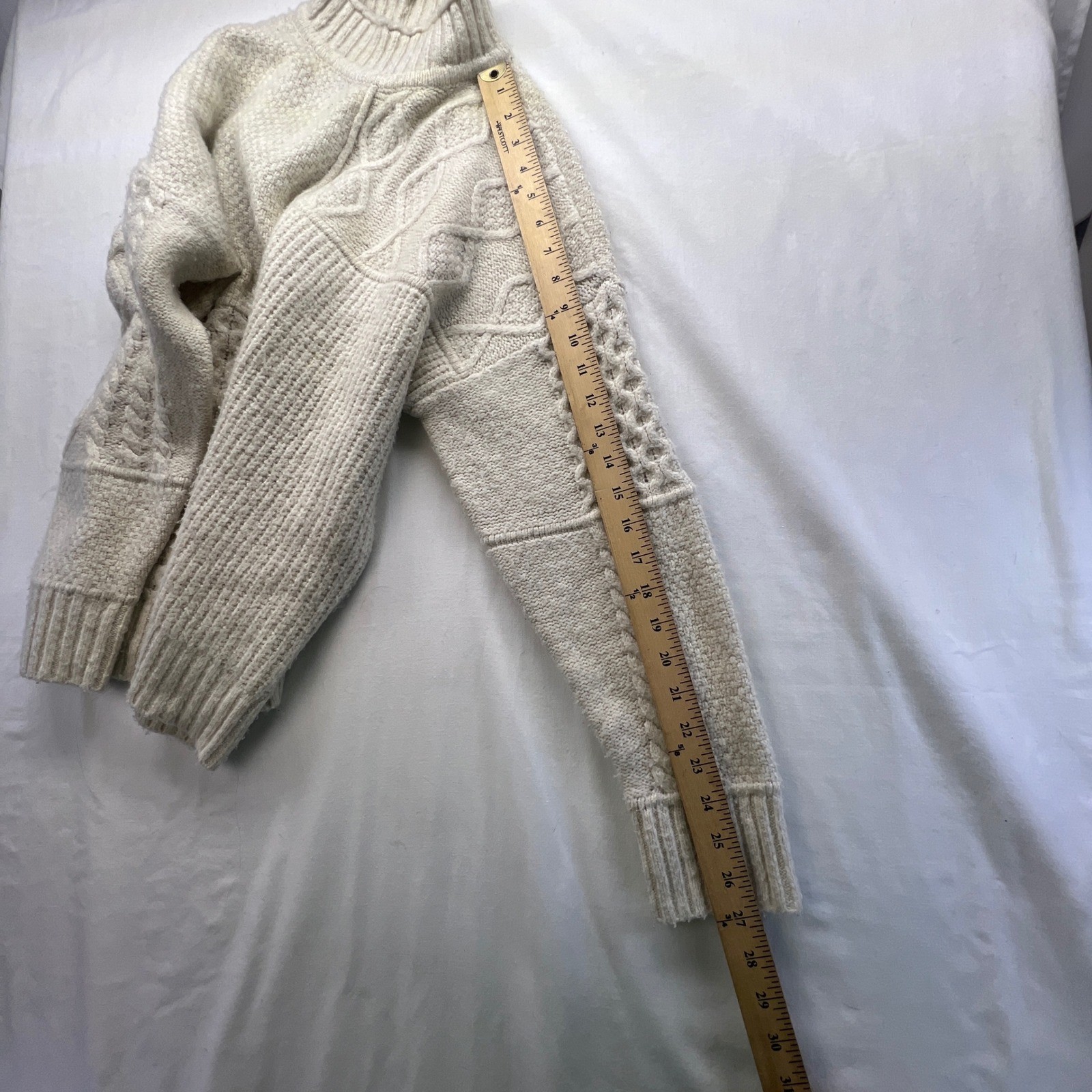 American Eagle Cream Patchwork Cable Knit Mock Ne… - image 10