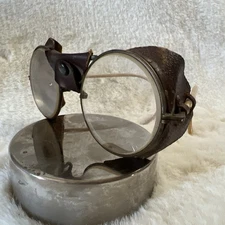 Vintage Safety Glasses Goggles Leather Side Shield Bridge Steampunk Motorcycle